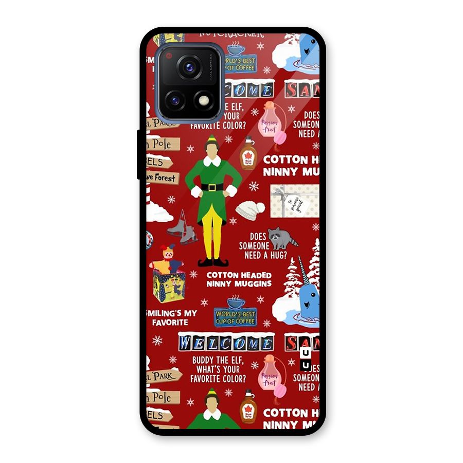 Christmas Cute Doodles Glass Back Case for Vivo Y72 5G