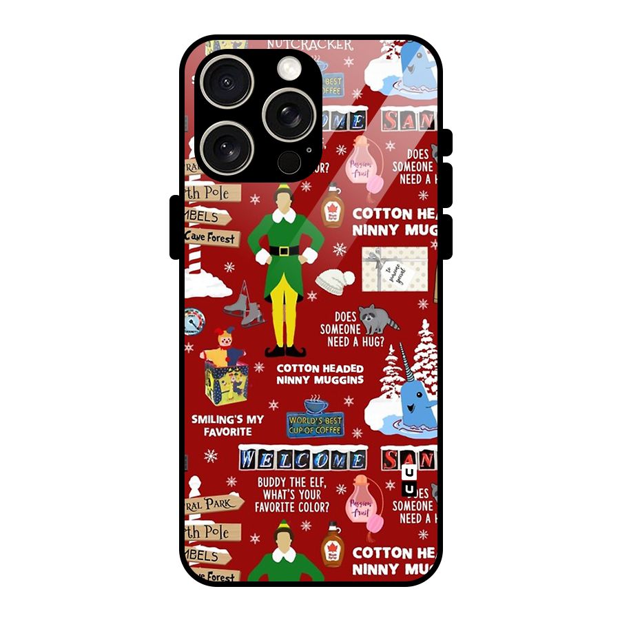 Christmas Cute Doodles Glass Back Case for iPhone 15 Pro Max