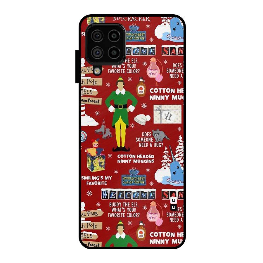Christmas Cute Doodles Metal Back Case for Galaxy A22 4G