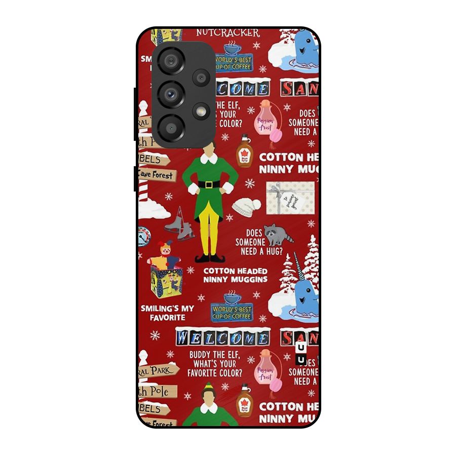 Christmas Cute Doodles Metal Back Case for Galaxy A33 5G