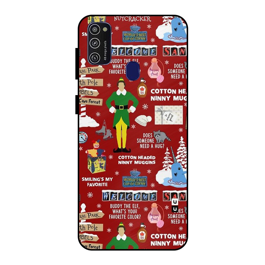 Christmas Cute Doodles Metal Back Case for Galaxy M21