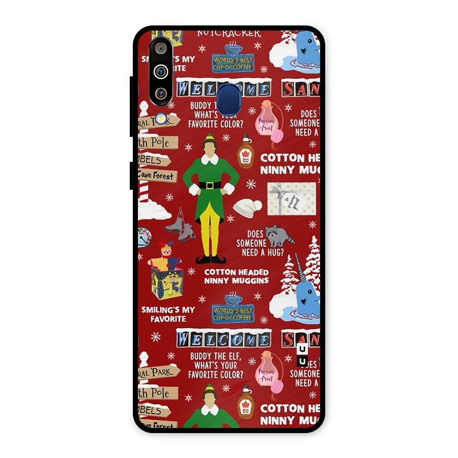 Christmas Cute Doodles Metal Back Case for Galaxy M30