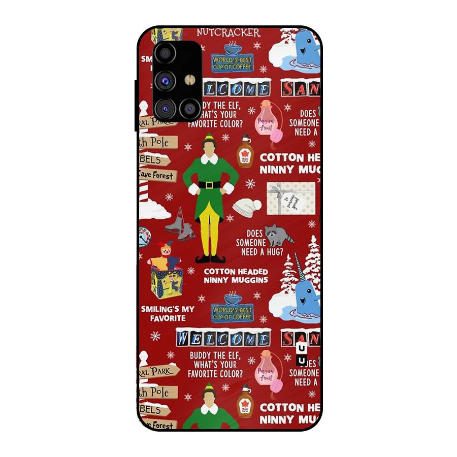 Christmas Cute Doodles Metal Back Case for Galaxy M31s