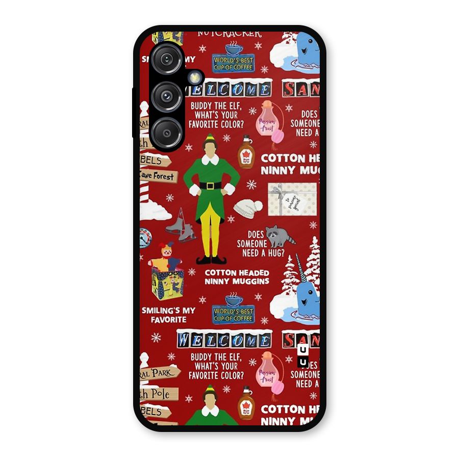Christmas Cute Doodles Metal Back Case for Galaxy M34 5G