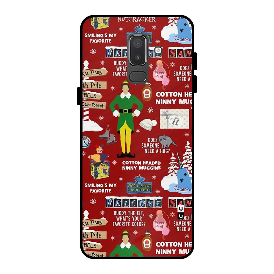 Christmas Cute Doodles Metal Back Case for Galaxy On8 (2018)