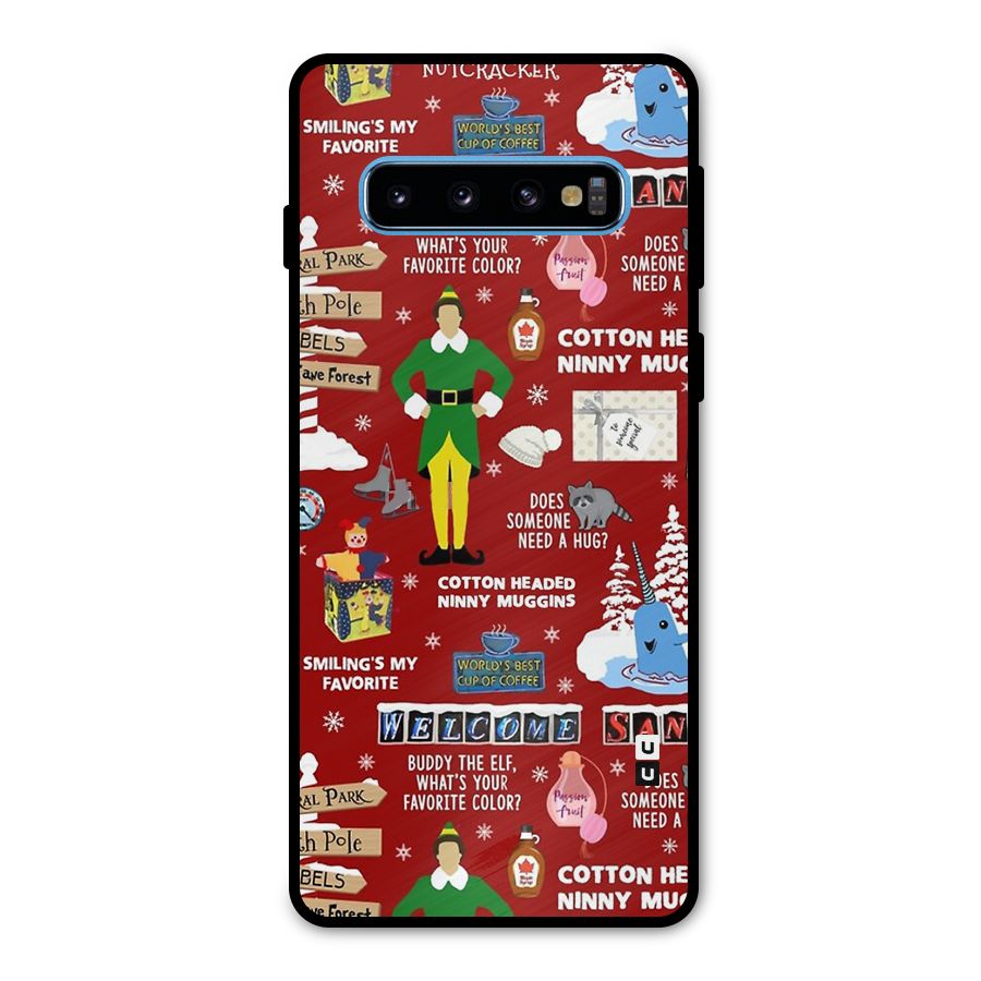 Christmas Cute Doodles Metal Back Case for Galaxy S10