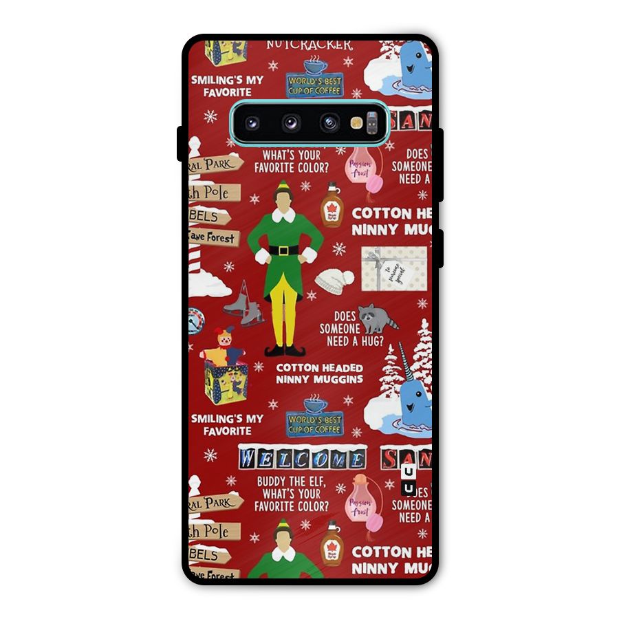 Christmas Cute Doodles Metal Back Case for Galaxy S10 Plus