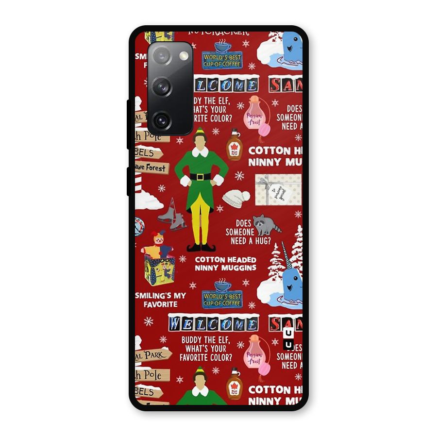 Christmas Cute Doodles Metal Back Case for Galaxy S20 FE 5G