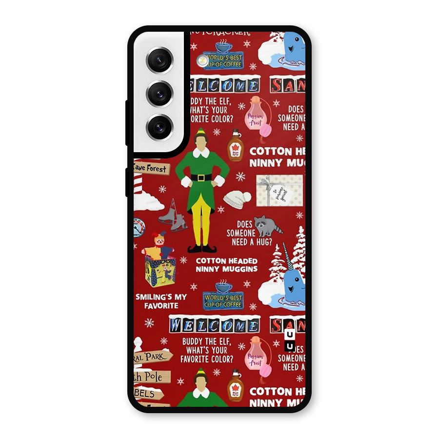 Christmas Cute Doodles Metal Back Case for Galaxy S21 FE 5G