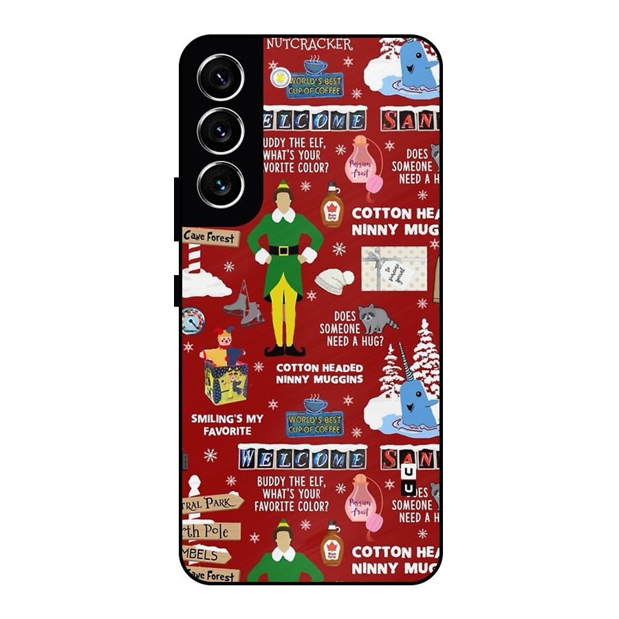 Christmas Cute Doodles Metal Back Case for Galaxy S22 5G