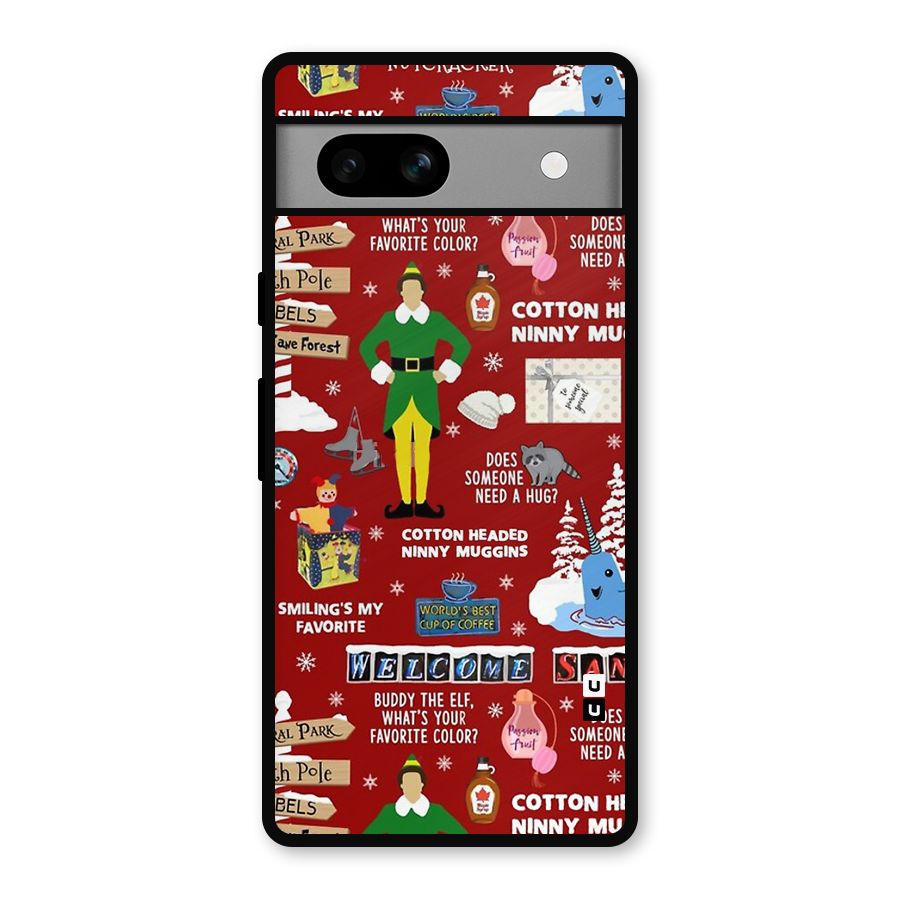 Christmas Cute Doodles Metal Back Case for Google Pixel 7a