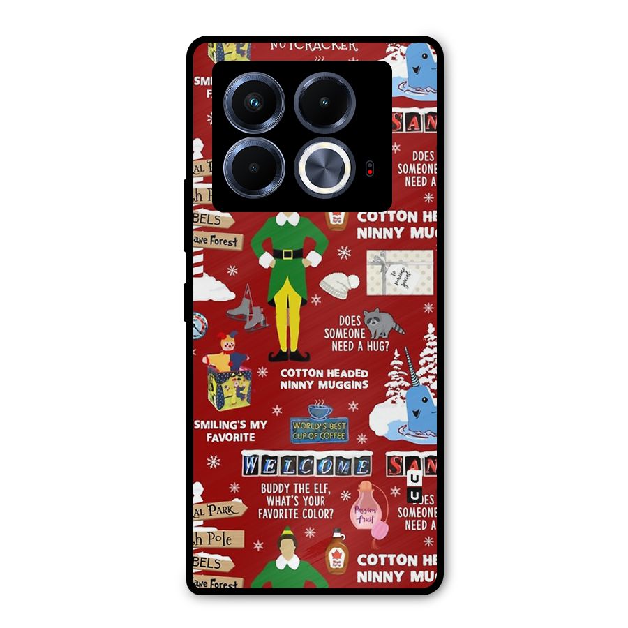 Christmas Cute Doodles Metal Back Case for Infinix Note 40 5G