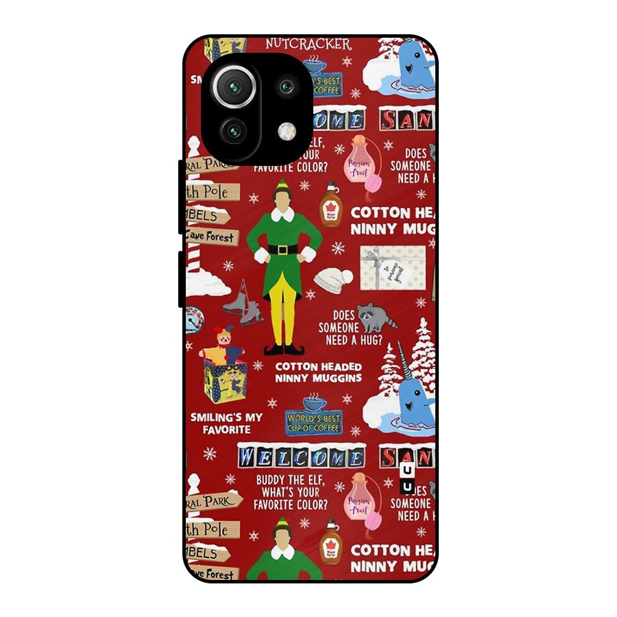 Christmas Cute Doodles Metal Back Case for Mi 11 Lite NE 5G