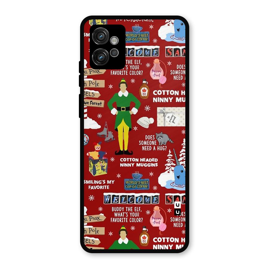 Christmas Cute Doodles Metal Back Case for Moto G32