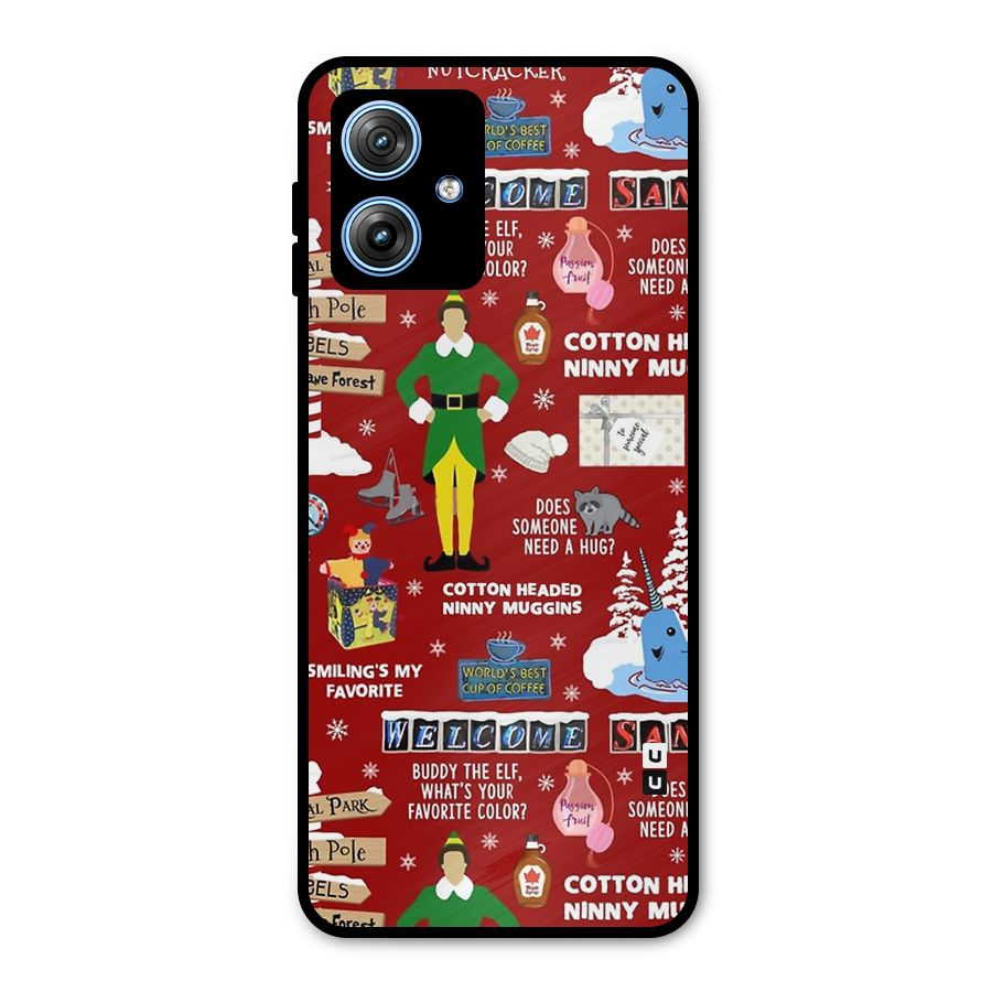Christmas Cute Doodles Metal Back Case for Moto G54