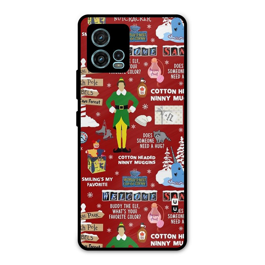Christmas Cute Doodles Metal Back Case for Moto G72