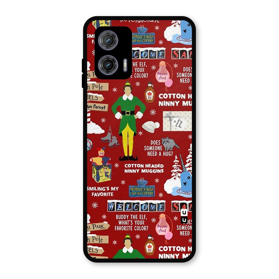 Christmas Cute Doodles Metal Back Case for Moto G73