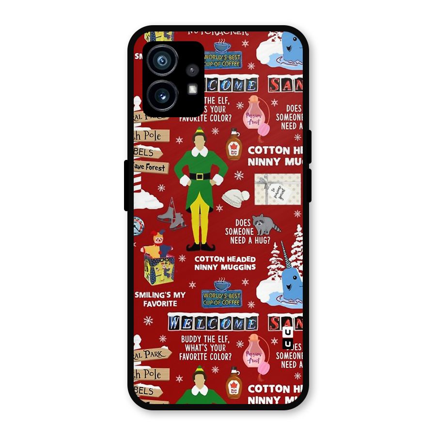 Christmas Cute Doodles Metal Back Case for Nothing Phone 1
