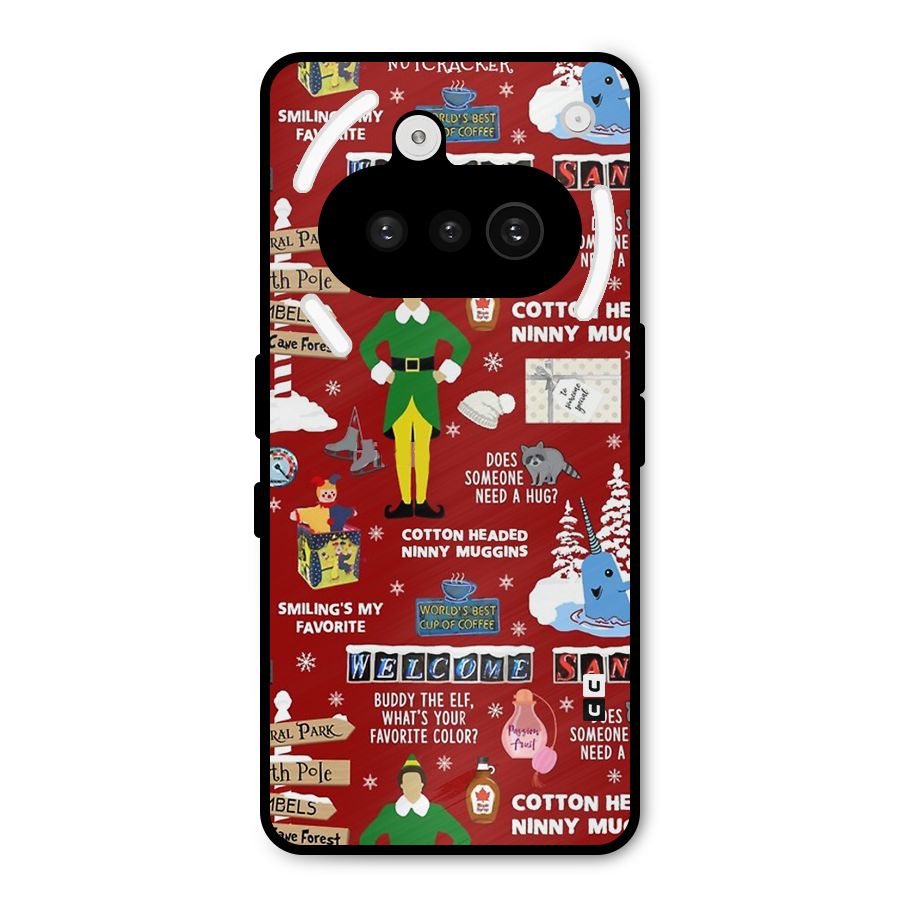Christmas Cute Doodles Metal Back Case for Nothing Phone 3a