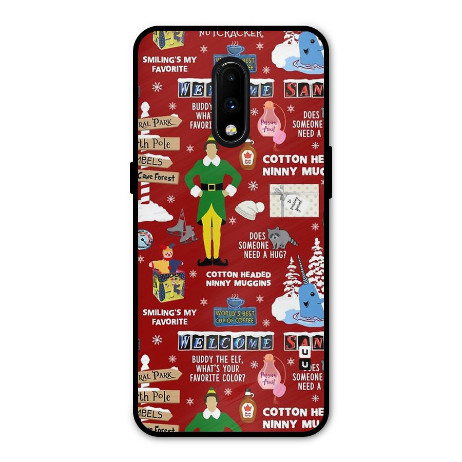 Christmas Cute Doodles Metal Back Case for OnePlus 7