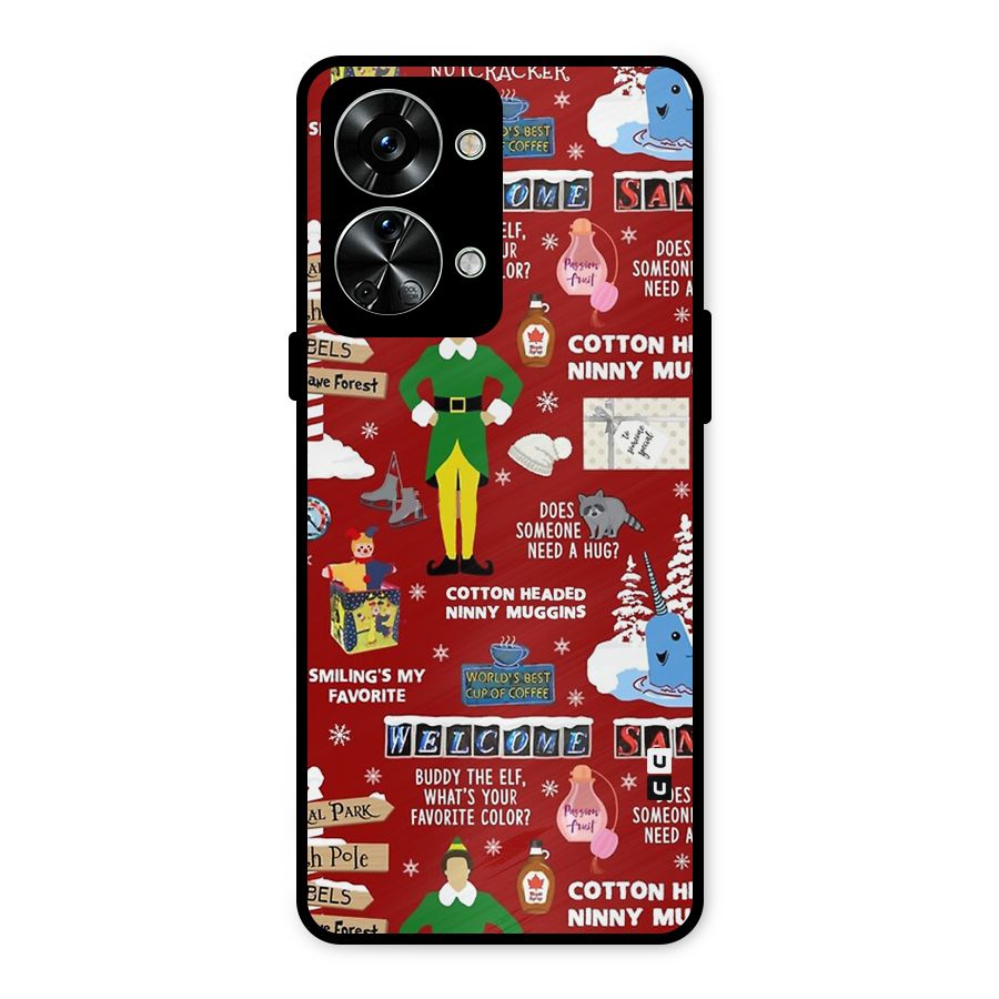 Christmas Cute Doodles Metal Back Case for OnePlus Nord 2T