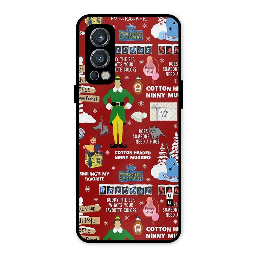 Christmas Cute Doodles Metal Back Case for OnePlus Nord 2 5G