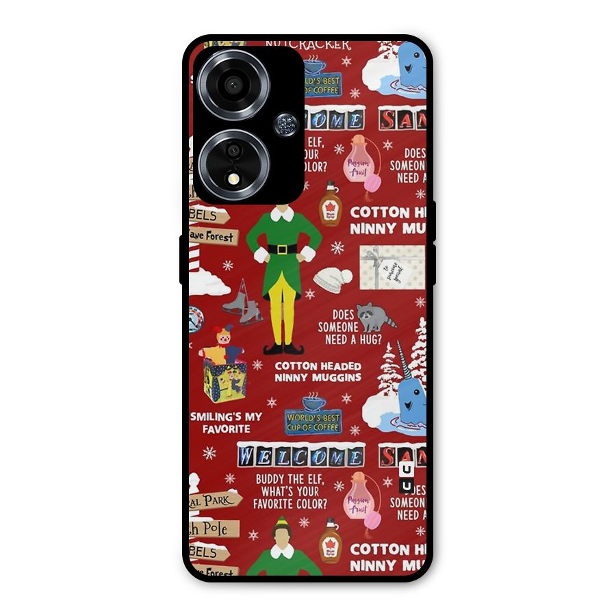 Christmas Cute Doodles Metal Back Case for Oppo A59