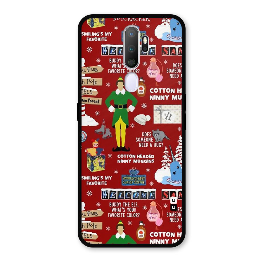 Christmas Cute Doodles Metal Back Case for Oppo A9 (2020)