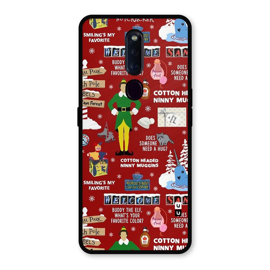 Christmas Cute Doodles Metal Back Case for Oppo F11 Pro
