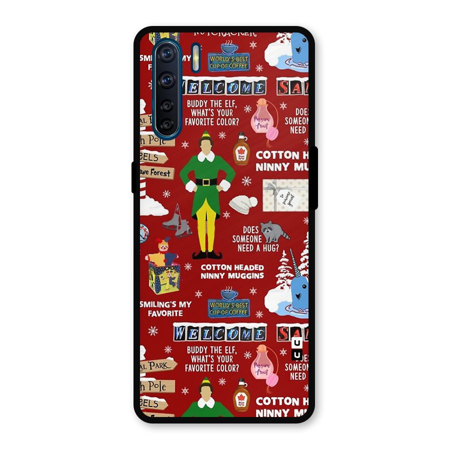 Christmas Cute Doodles Metal Back Case for Oppo F15
