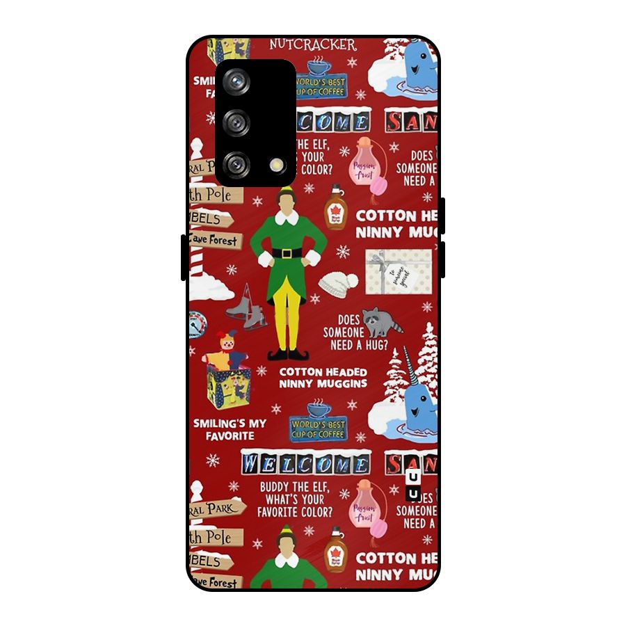 Christmas Cute Doodles Metal Back Case for Oppo F19