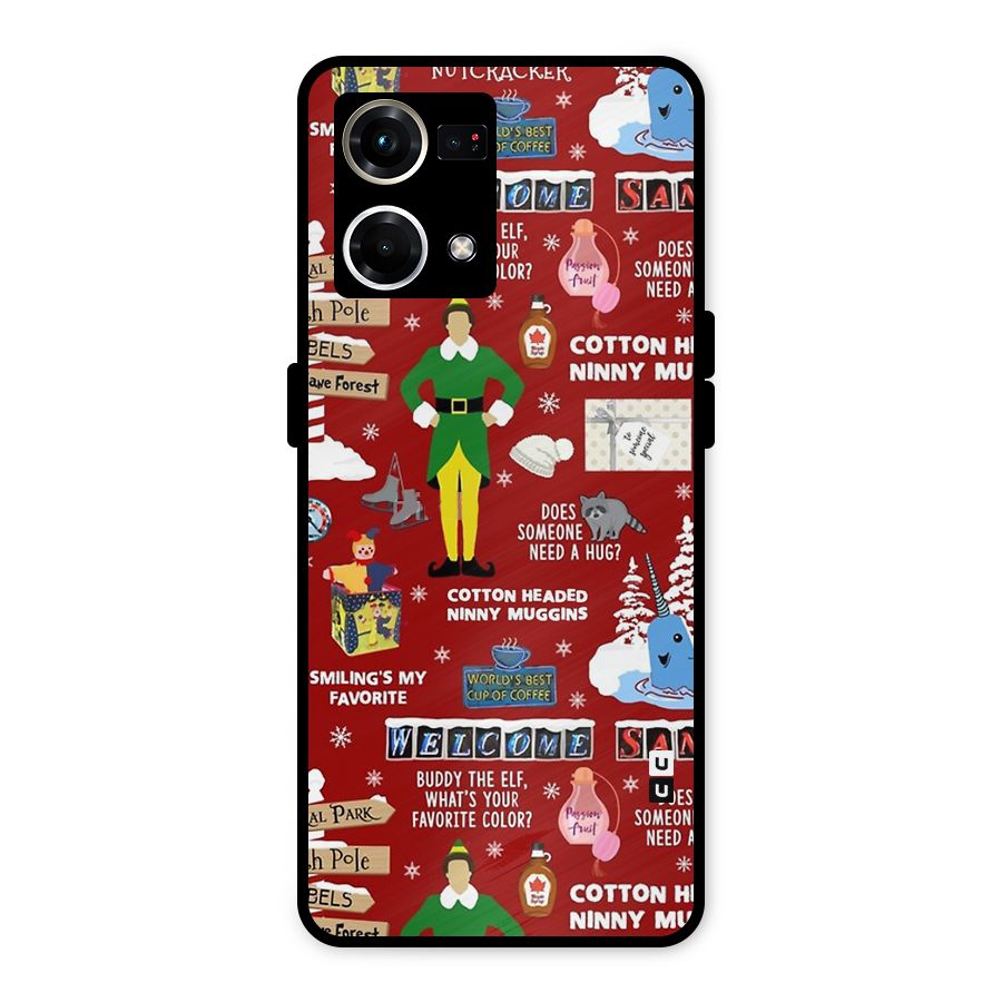 Christmas Cute Doodles Metal Back Case for Oppo F21 Pro 4G