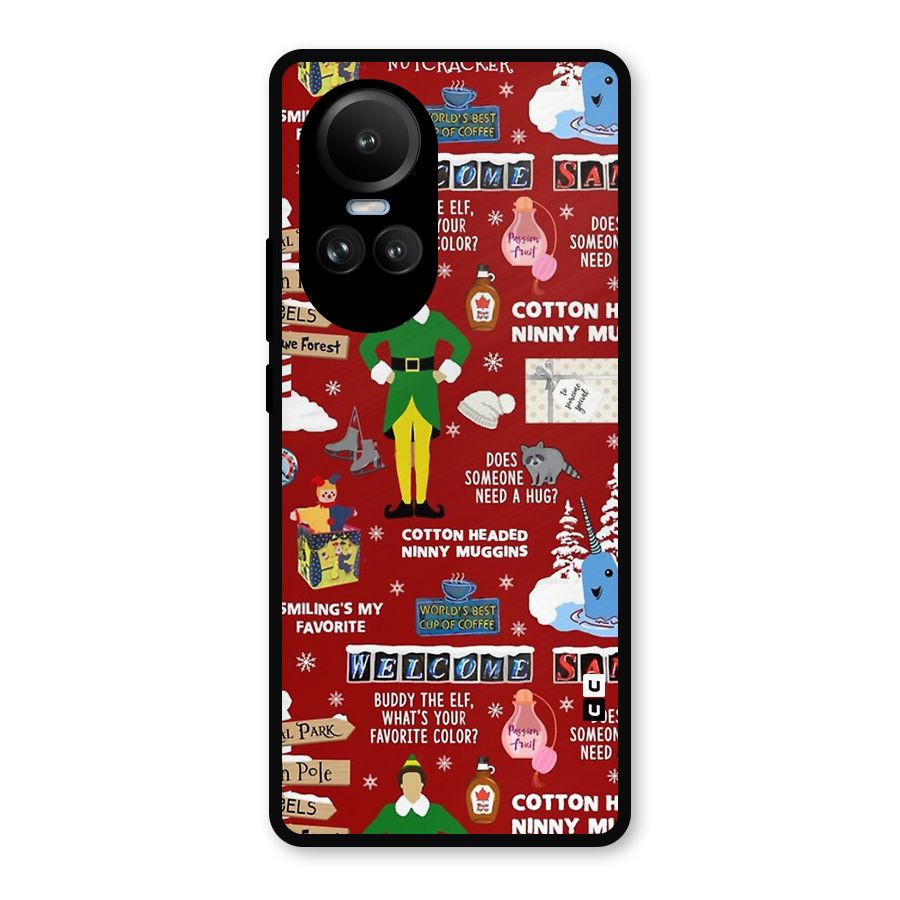 Christmas Cute Doodles Metal Back Case for Oppo Reno10 Pro