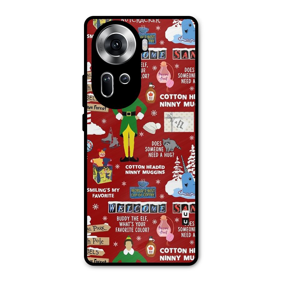 Christmas Cute Doodles Metal Back Case for Oppo Reno11 5G