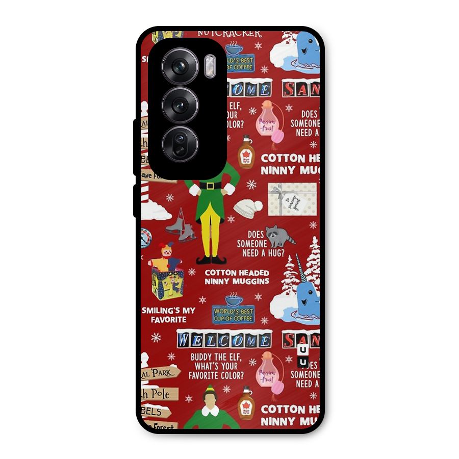 Christmas Cute Doodles Metal Back Case for Oppo Reno12 Pro