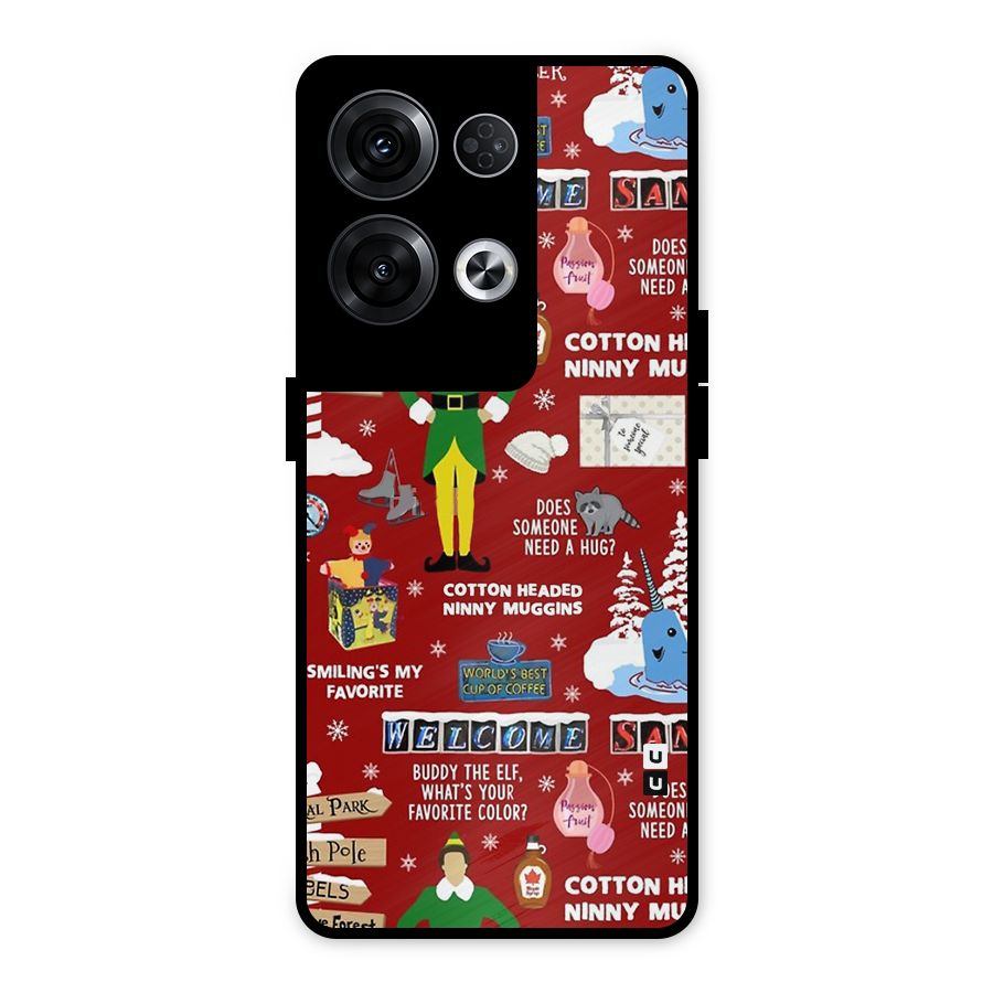 Christmas Cute Doodles Metal Back Case for Oppo Reno8 Pro 5G