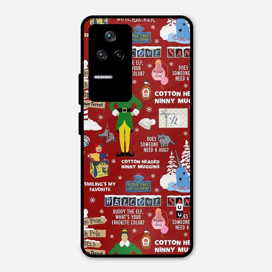 Christmas Cute Doodles Metal Back Case for Poco F4 5G