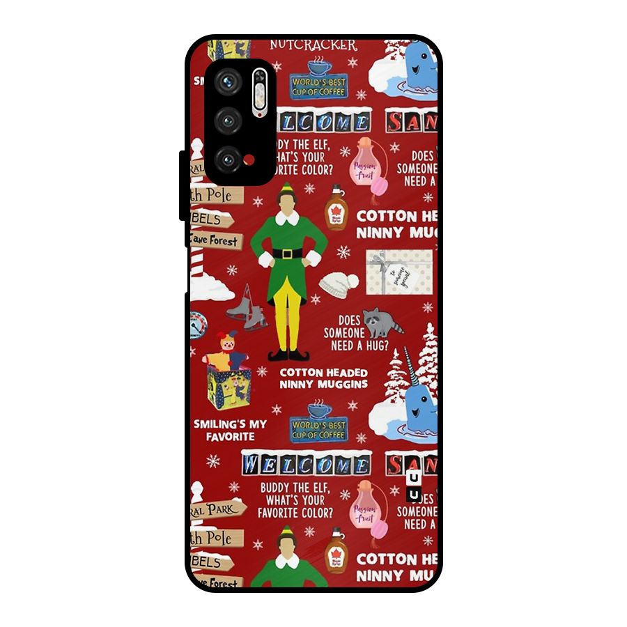 Christmas Cute Doodles Metal Back Case for Poco M3 Pro 5G
