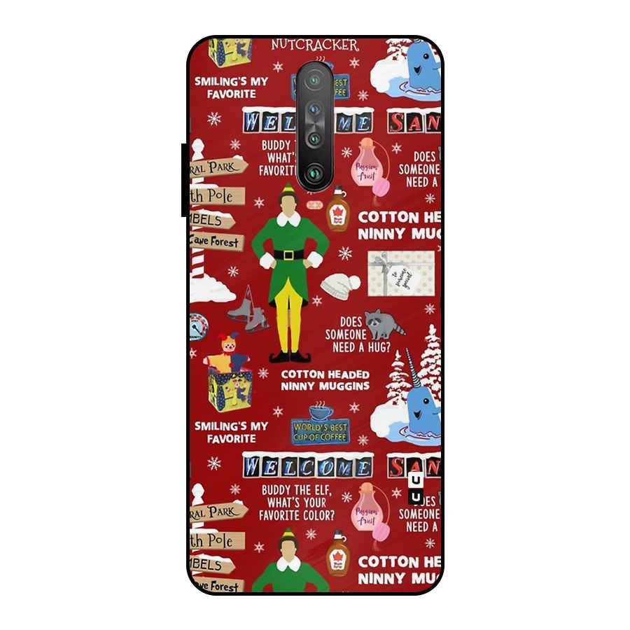 Christmas Cute Doodles Metal Back Case for Poco X2
