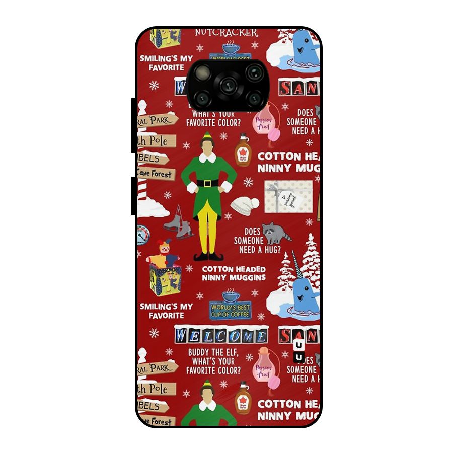 Christmas Cute Doodles Metal Back Case for Poco X3
