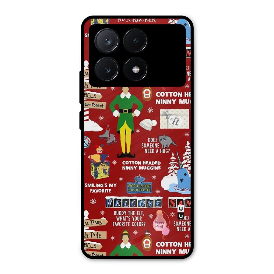 Christmas Cute Doodles Metal Back Case for Poco X6 Pro