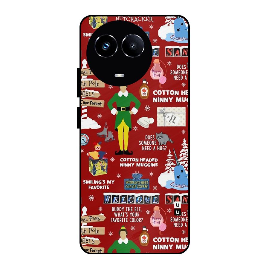 Christmas Cute Doodles Metal Back Case for Realme 11 5G
