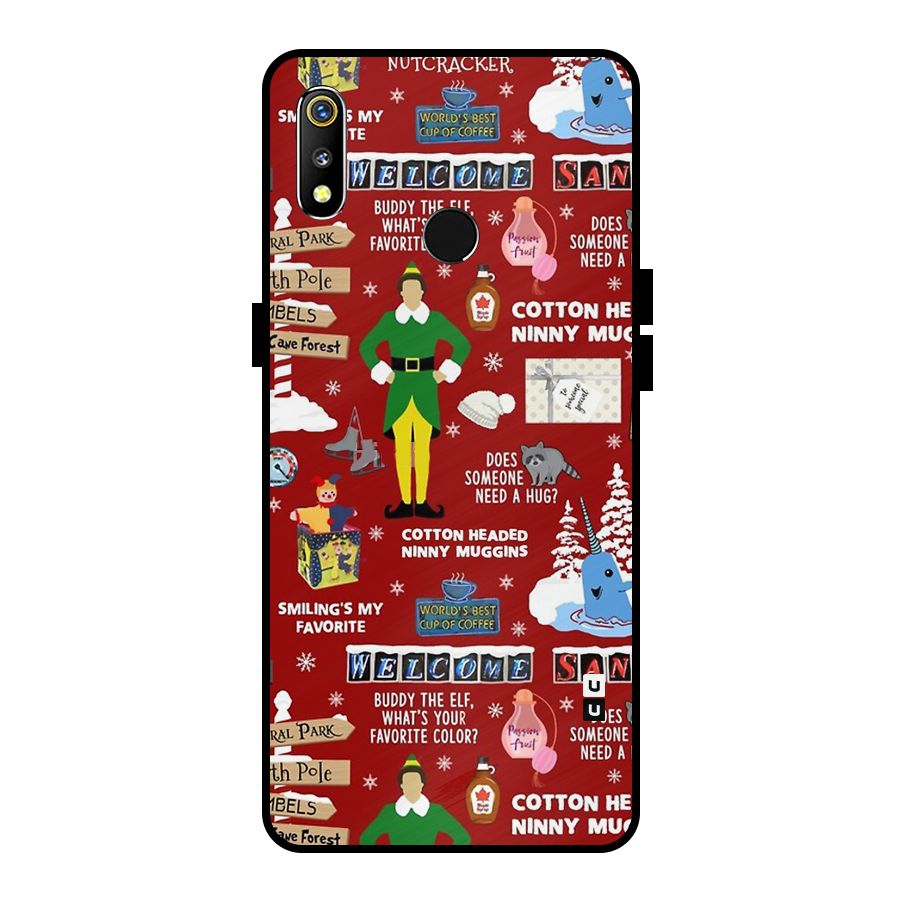 Christmas Cute Doodles Metal Back Case for Realme 3i