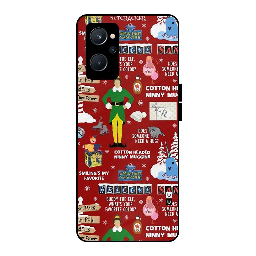 Christmas Cute Doodles Metal Back Case for Realme 9i 5G