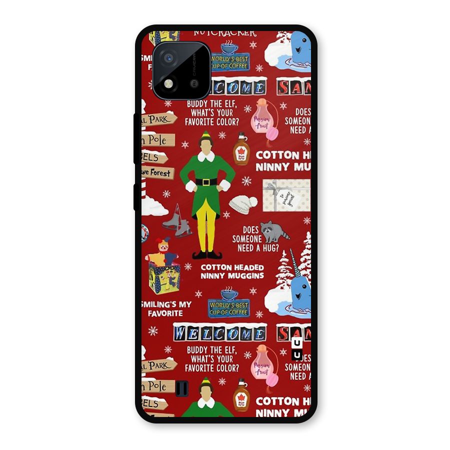 Christmas Cute Doodles Metal Back Case for Realme C11 2021