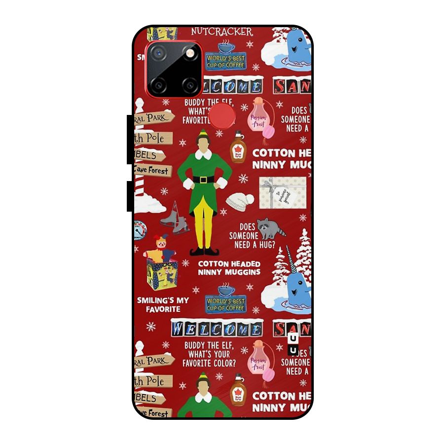 Christmas Cute Doodles Metal Back Case for Realme C12