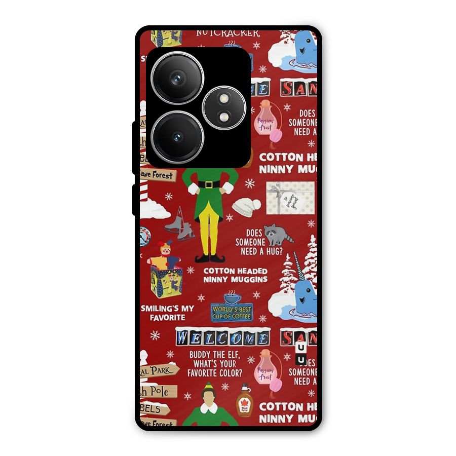 Christmas Cute Doodles Metal Back Case for Realme GT 6T