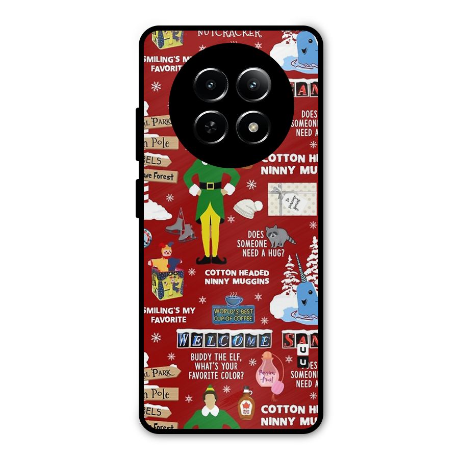 Christmas Cute Doodles Metal Back Case for Realme Narzo N65