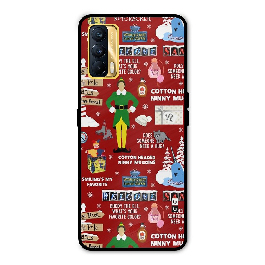 Christmas Cute Doodles Metal Back Case for Realme X7