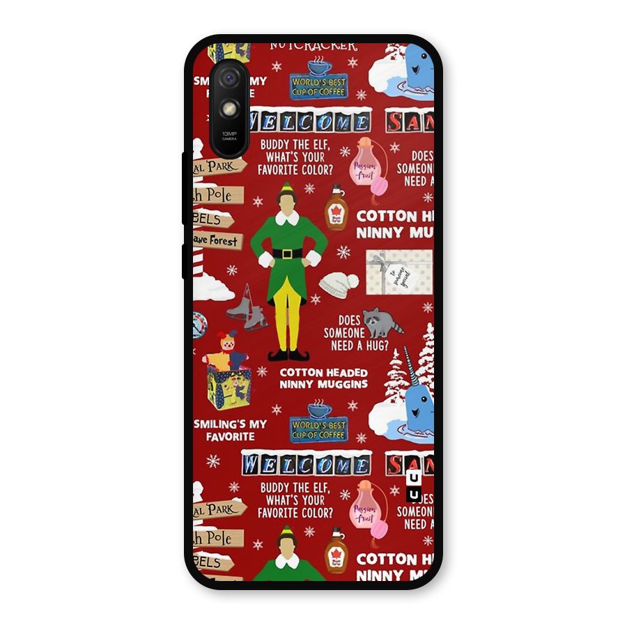 Christmas Cute Doodles Metal Back Case for Redmi 9a